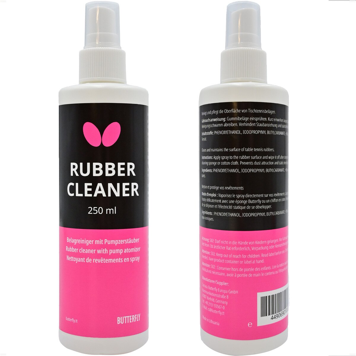 Nettoyant Raquette Ping-pong Butterfly Combi Cleaner 100ml - Applicateur éponge Intégré, Antistatique - Rafraîchit L'adhérence, Fait En UE