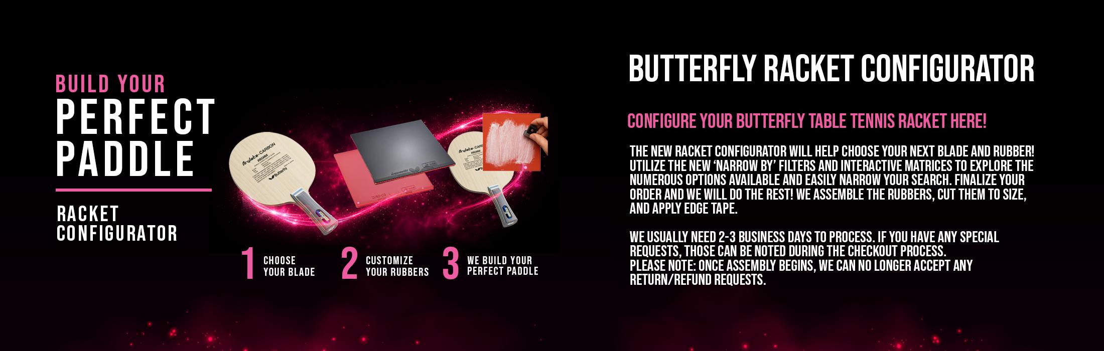 Butterfly Racket Configurator — Build your perfect paddle.